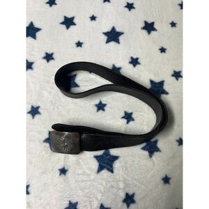 Black Leather Belt with Polo Logo Buckle – Adjustable Men's / Unisex Strap